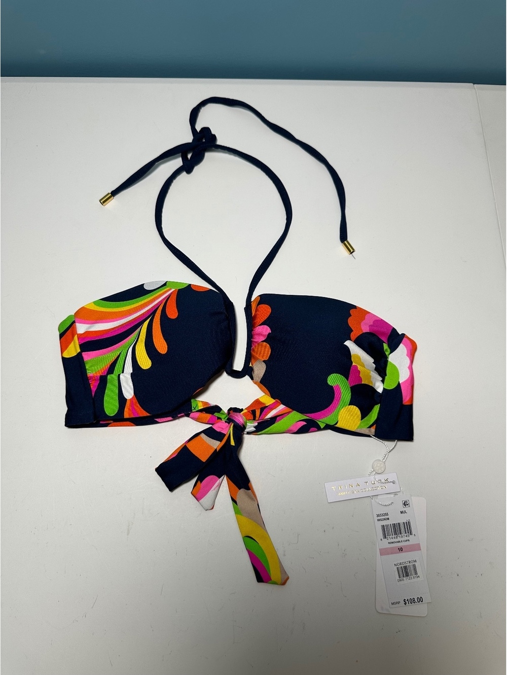 Trina Turk Swim & Spa Collection Removable Cups Bikini Top Size 10